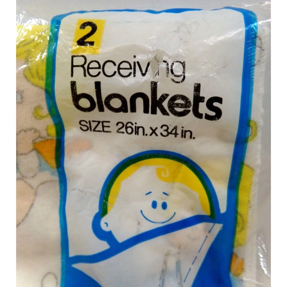 Vintage Baby B Receiving Blankets Angels Made for Belk Stores New Sealed‎ 26x34